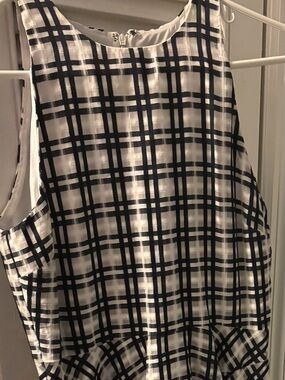 Ann Taylor Black and White Plaid Sleeveless Dress